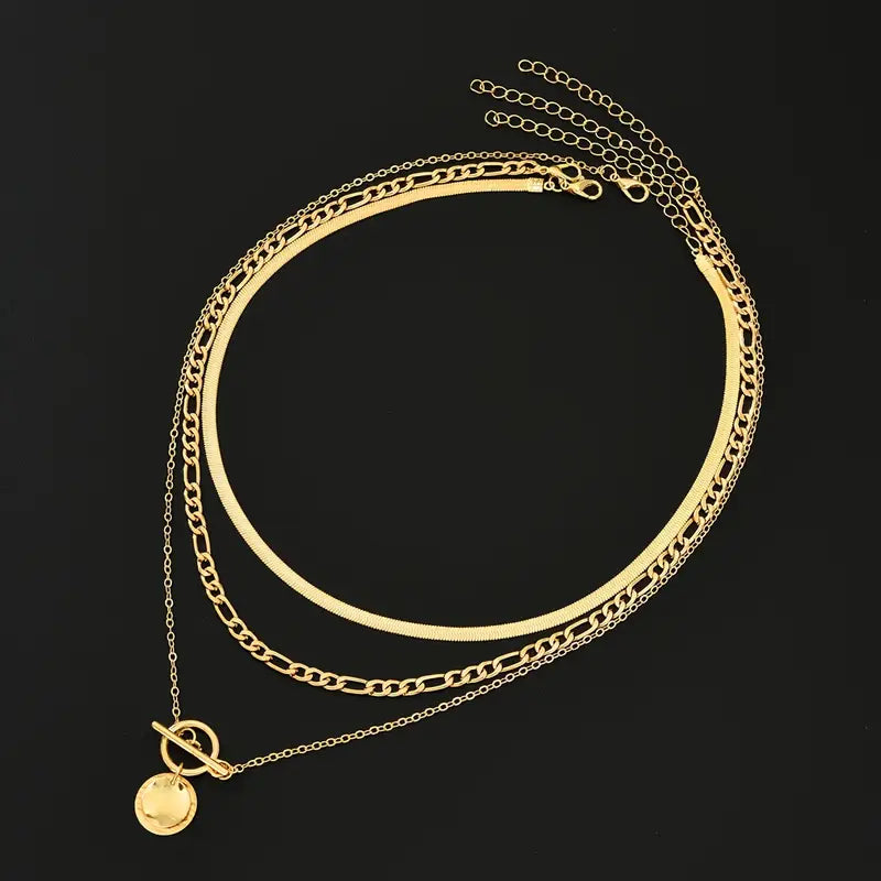 Collier Superposé Savira avec Pièce Texturée | Or