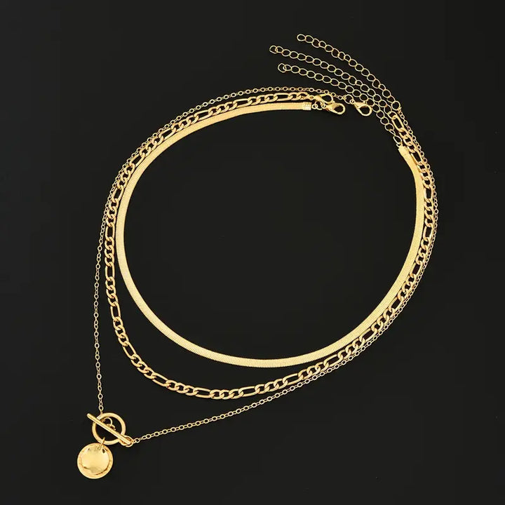 Collier Superposé Savira avec Pièce Texturée | Or