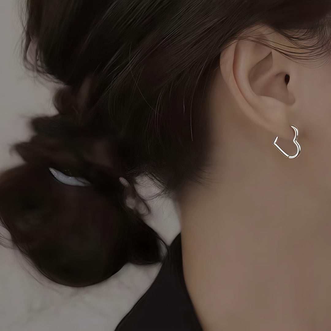 Boucles d'oreilles en acier inoxydable cœur doré