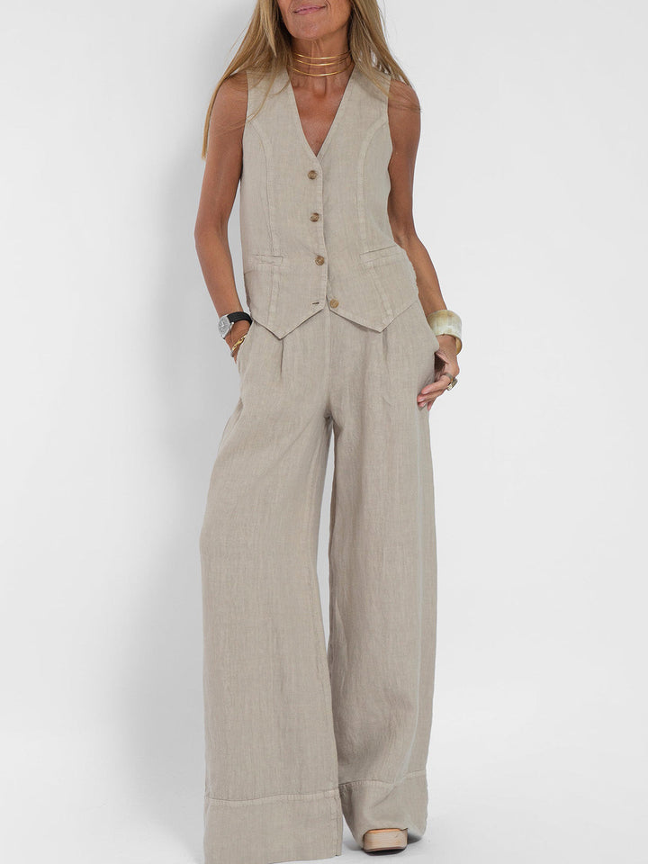 Aira - Ensemble de Gilet Boutonné & Pantalons Amples
