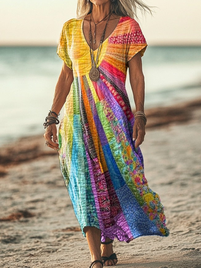 DELILAH – ROBE MAXI PATCHWORK BOHÉMIENNE
