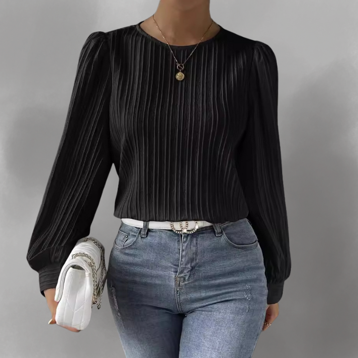 Carly – Blouse Longue à Manches Plissées