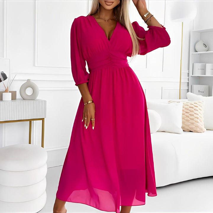 Amelia - Robe enveloppante décontractée à manches longues pour femmes