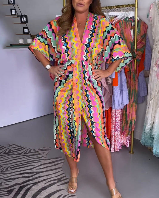Amaris - Robe Midi avec Décolleté en V