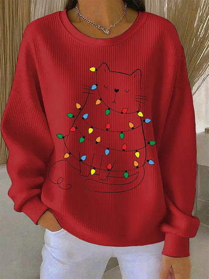 Saar - Pull de Noël avec motif de chats