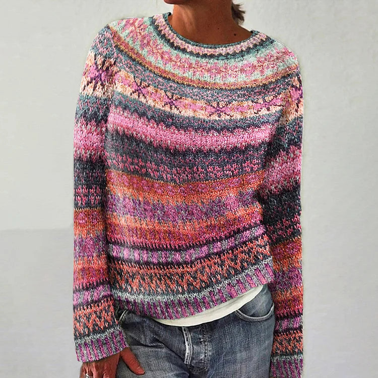 Danuta - Pull en Tricot Scandinave Rétro