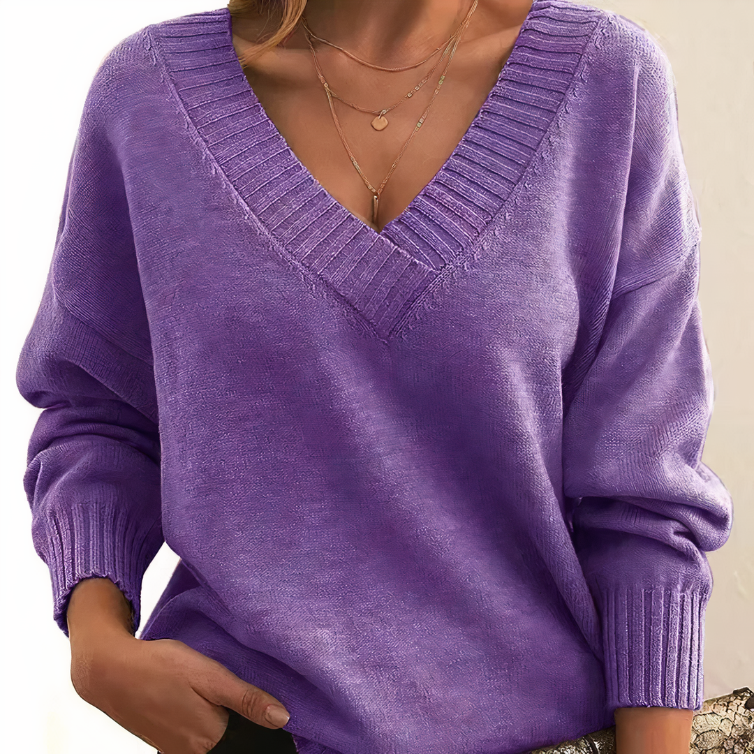 Aria | Pull Chic avec Décolleté en V Profond et Coupe Relaxed