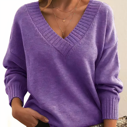 Aria | Pull Chic avec Décolleté en V Profond et Coupe Relaxed