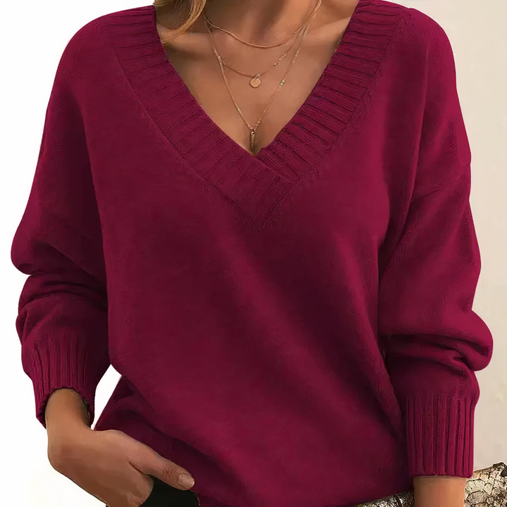 Aria | Pull Chic avec Décolleté en V Profond et Coupe Relaxed