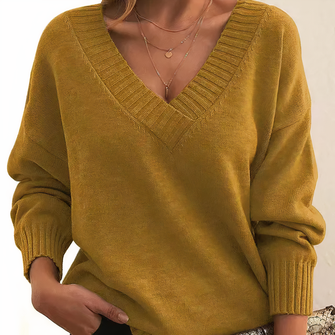 Aria | Pull Chic avec Décolleté en V Profond et Coupe Relaxed
