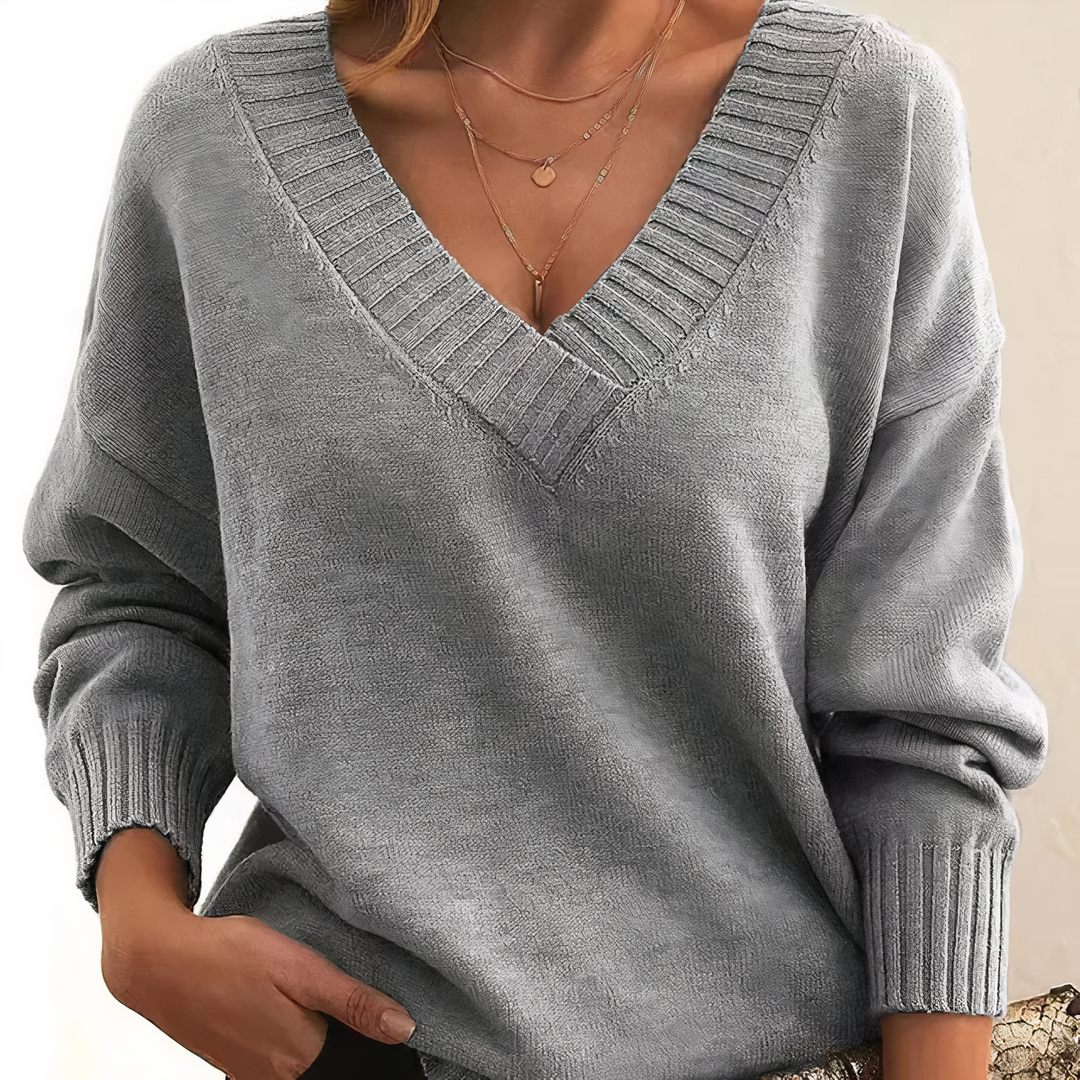 Aria | Pull Chic avec Décolleté en V Profond et Coupe Relaxed