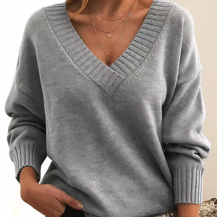 Aria | Pull Chic avec Décolleté en V Profond et Coupe Relaxed