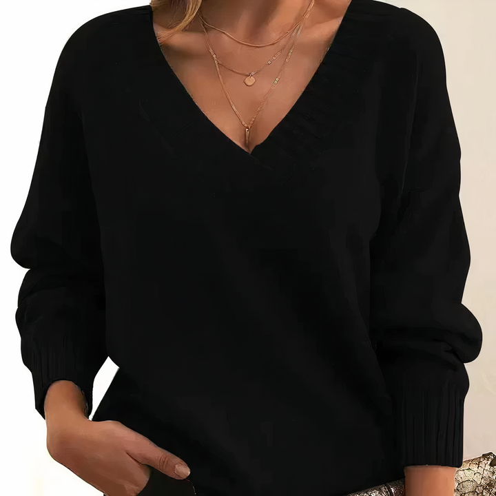 Aria | Pull Chic avec Décolleté en V Profond et Coupe Relaxed
