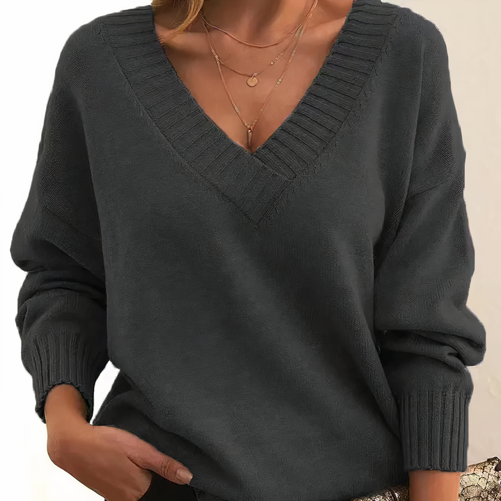 Aria | Pull Chic avec Décolleté en V Profond et Coupe Relaxed