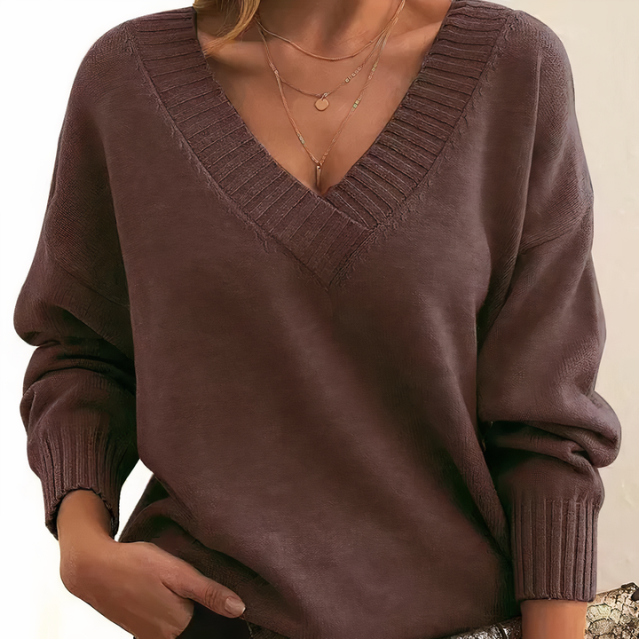 Aria | Pull Chic avec Décolleté en V Profond et Coupe Relaxed