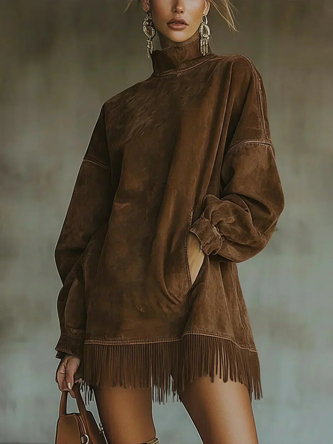 Amarinda | Sweatshirt surdimensionné avec détail à franges
