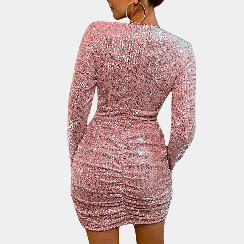 Robe à paillettes Manches longues pour femme | Mini