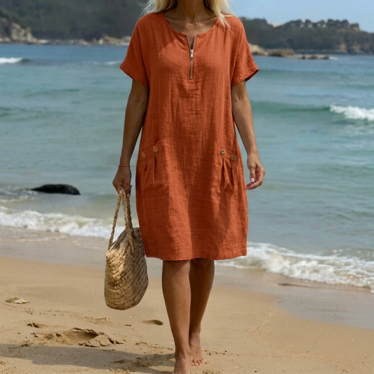 Pascale™ | Robe Maxi avec Zip Frontal.