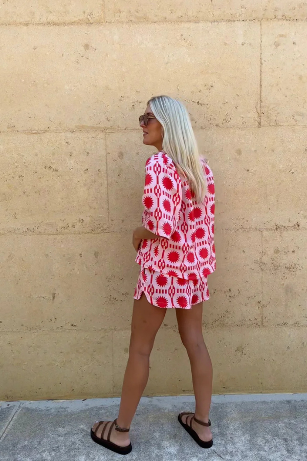 MARISSE – ENSEMBLE DE CHEMISE IMPRIMÉE ET SHORT STYLE PLAGE