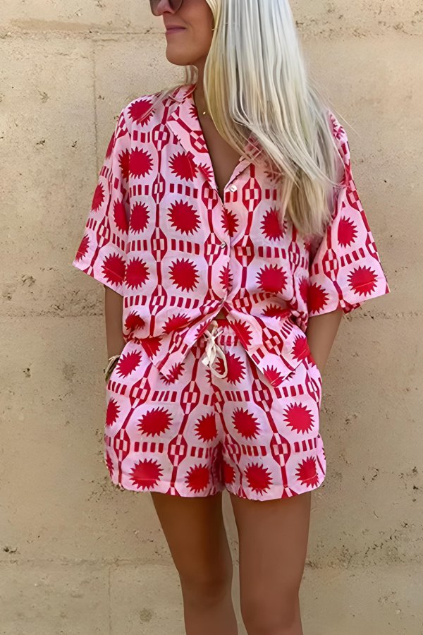MARISSE – ENSEMBLE DE CHEMISE IMPRIMÉE ET SHORT STYLE PLAGE