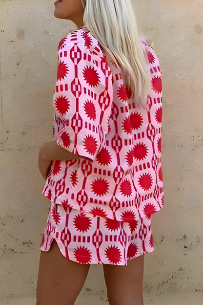 MARISSE – ENSEMBLE DE CHEMISE IMPRIMÉE ET SHORT STYLE PLAGE