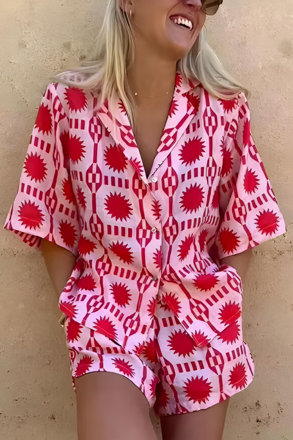 MARISSE – ENSEMBLE DE CHEMISE IMPRIMÉE ET SHORT STYLE PLAGE