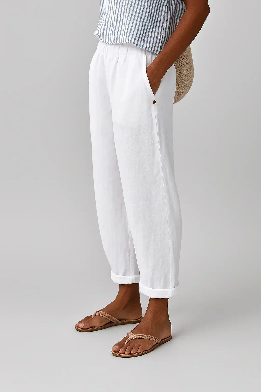 Edith - Pantalon Léger en Lin et Coton Élégant