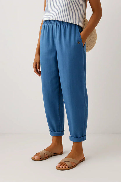 Edith - Pantalon Léger en Lin et Coton Élégant