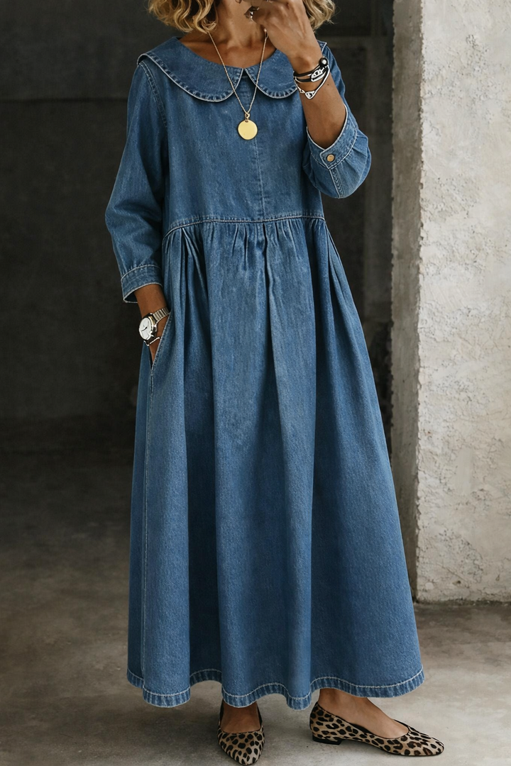 Clara | Denim Dress with Peter Pan Collar
