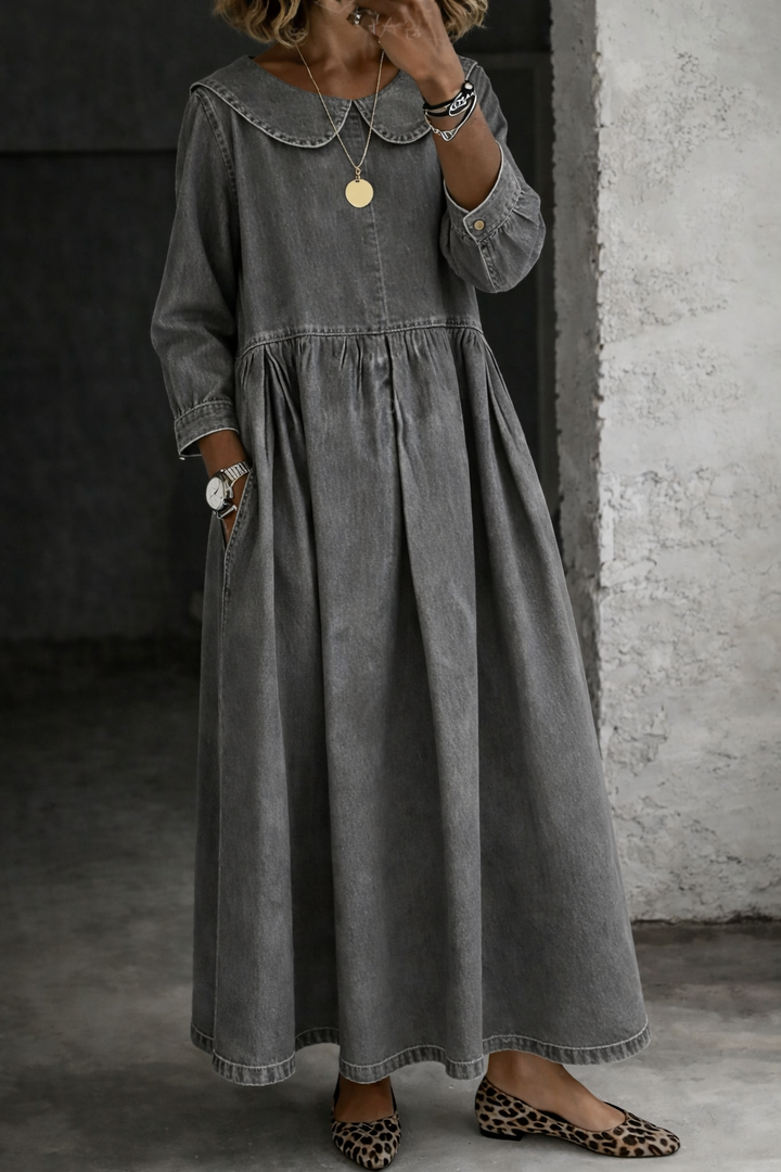 Clara | Denim Dress with Peter Pan Collar