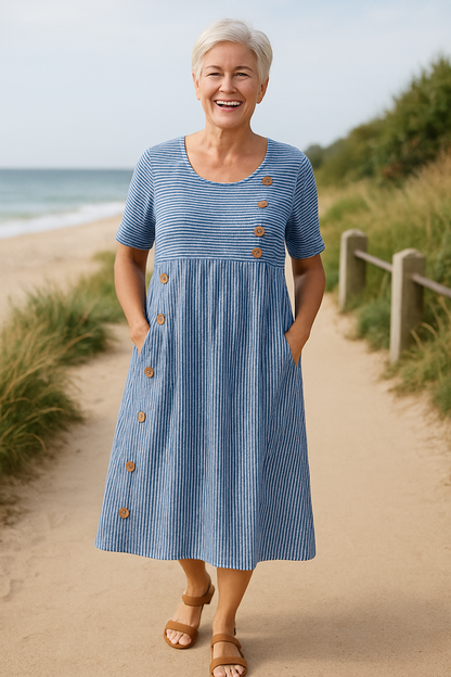 Brienne™ | Robe Midi Rayée – Confort Sans Effort, Confiance Quotidienne
