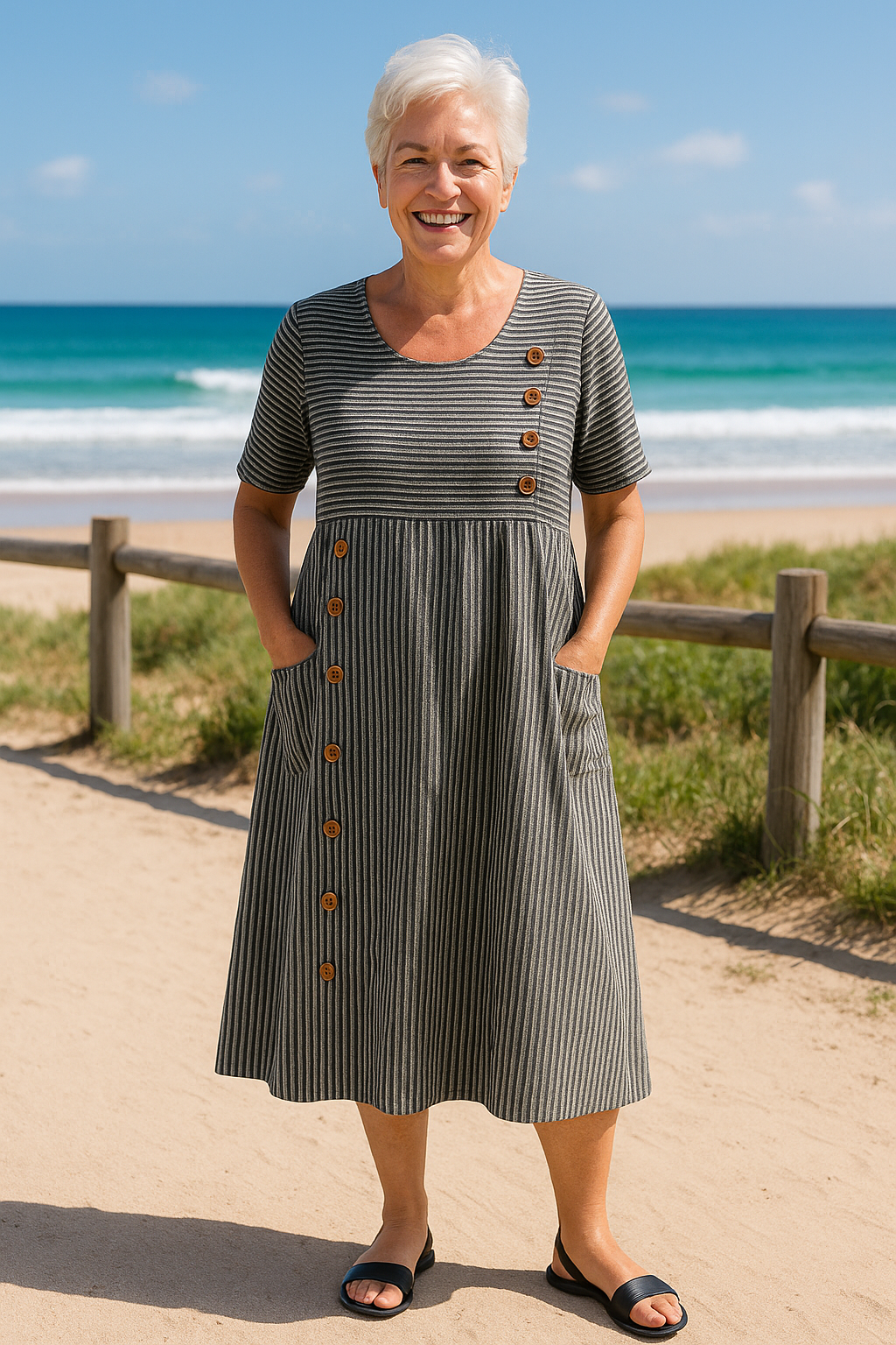 Brienne™ | Robe Midi Rayée – Confort Sans Effort, Confiance Quotidienne