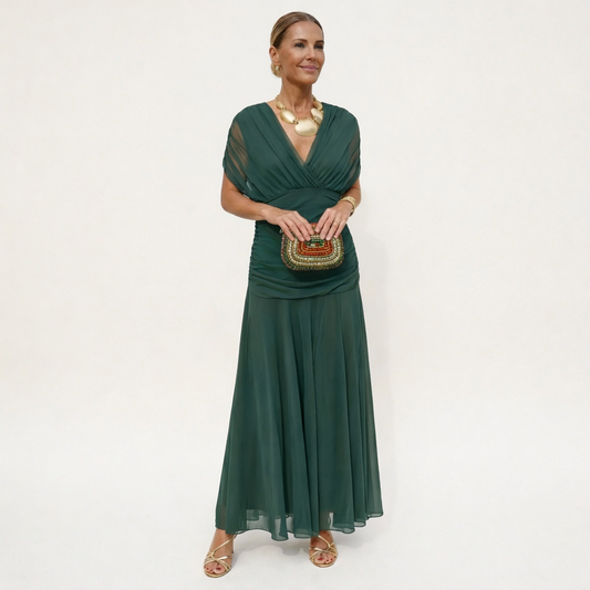 Velora™ | Robe Fleurie Longue avec Décolleté en V