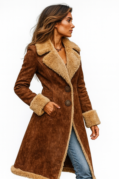 EVELINA – MANTEAU LONG SHERPA DE LUXE