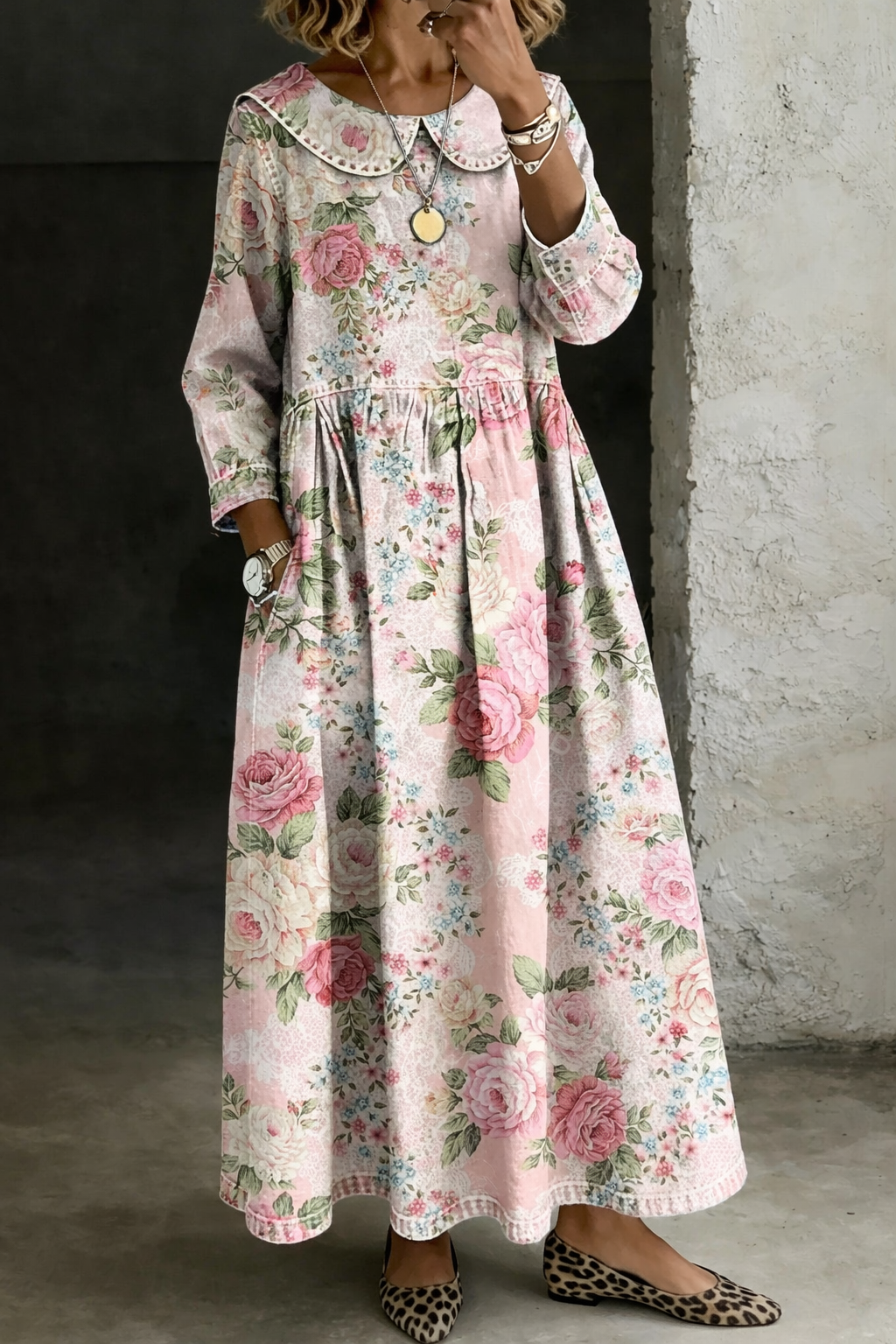 Brooklyn | Denim Dress with Floral Collar