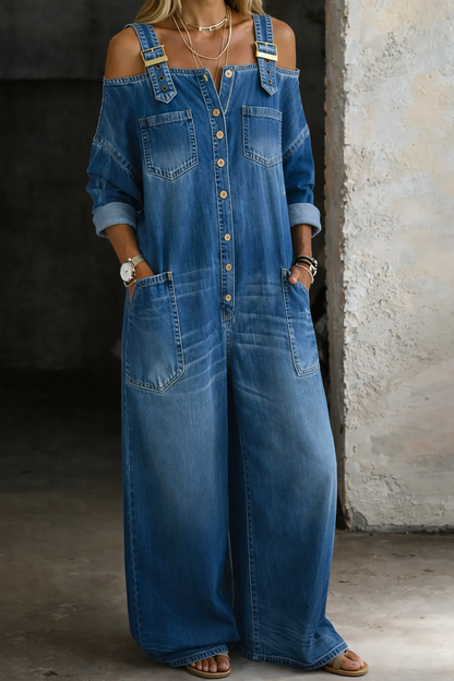 Sofía | Combinaison en denim avec épaules dénudées