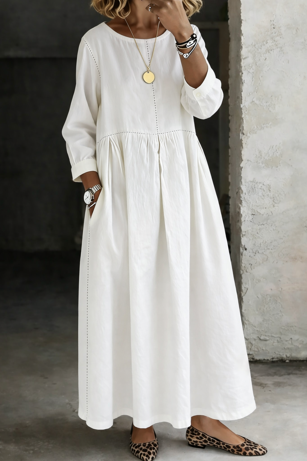 Melissa | Robe en denim à manches longues avec décolleté rond