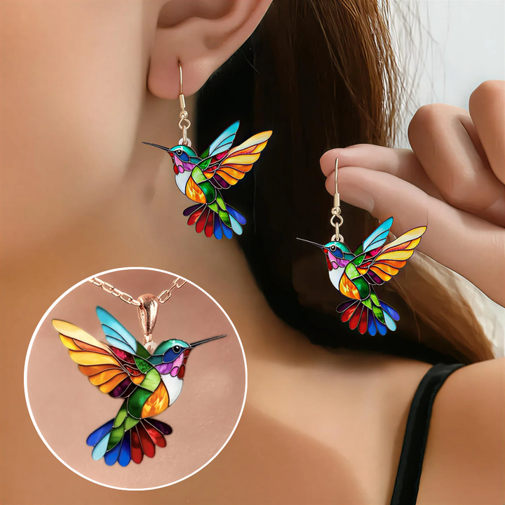 Boucles d'oreilles Colibri avec collier gratuit