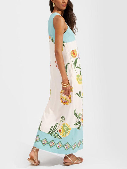Ava | Robe midi sans manches avec imprimé floral Resort Sunshine
