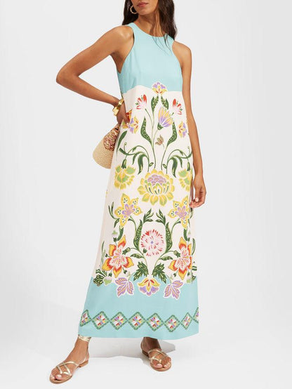 Ava | Robe Midi Sans Manches Imprimée Florale Resort Sunshine