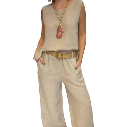 Paloma | Top sans manches bohémien et pantalon cropped assorti