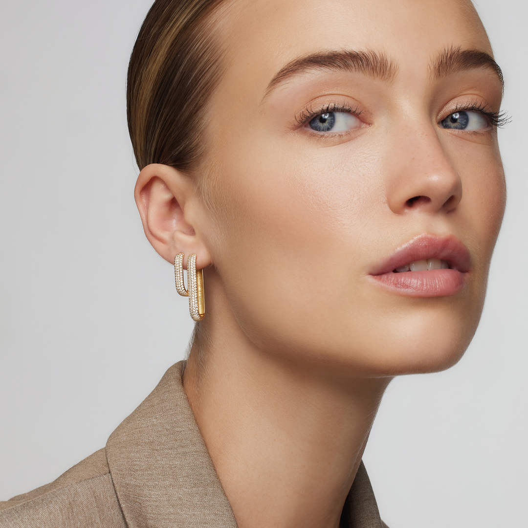 Boucles d'oreilles créoles pavé