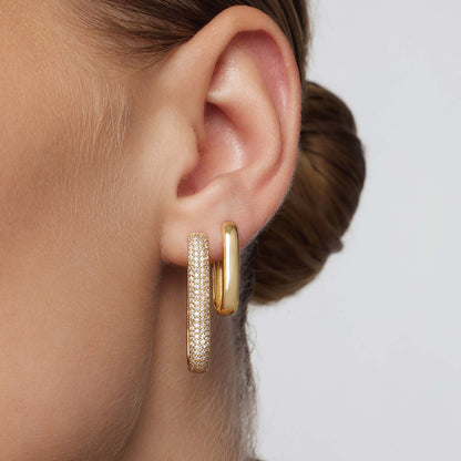 Boucles d'oreilles en forme de pavé avec grande icône | Or 16k