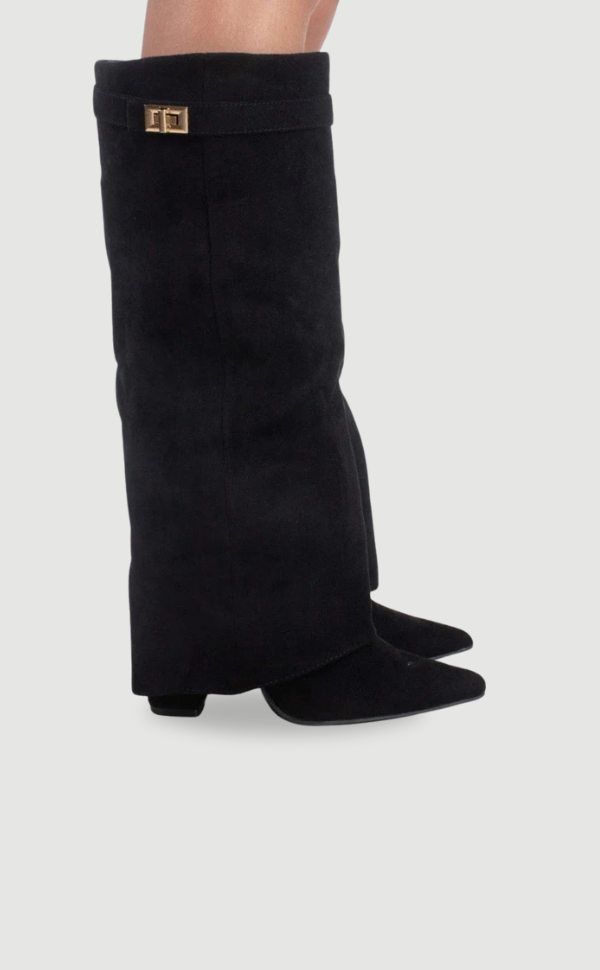 Bottes Femme Genou avec Partie Supérieure Évasée et Talon Bloc