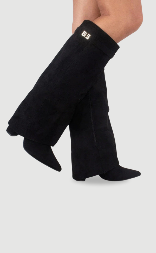 Bottes Femme Genou avec Partie Supérieure Évasée et Talon Bloc