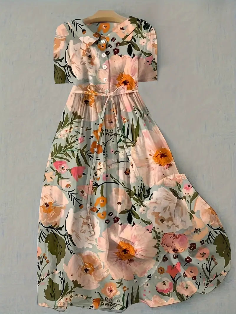 Aurélie | Robe Fleurie d'Été en Tons Chauds