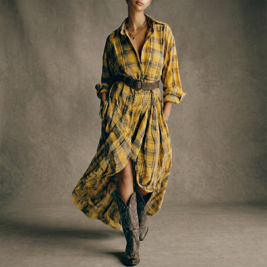 Abril | Robe chemise à carreaux avec ceinture