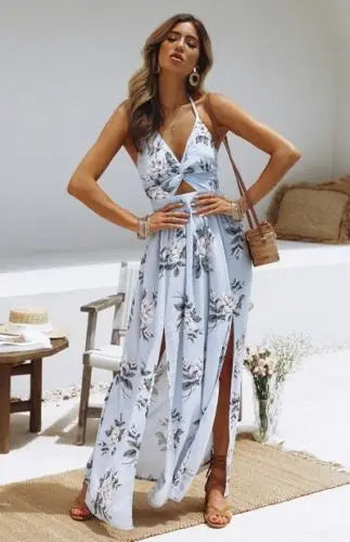 Sierra | Robe Maxi Halter Florale Boho