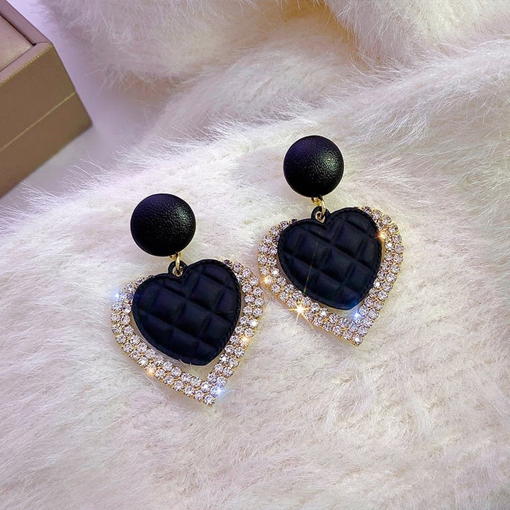 Boucles d'oreilles Cœur Noir en Or