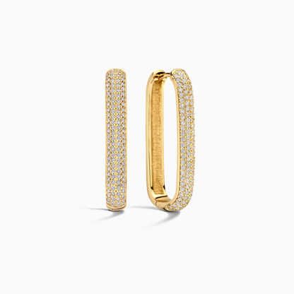 Boucles d'oreilles en forme de pavé avec grande icône | Or 16k
